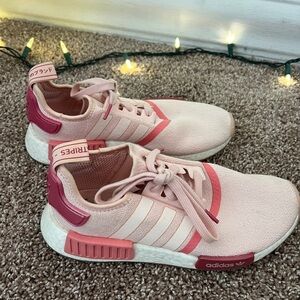 Adidas Pink and White NMD R1 Shoes